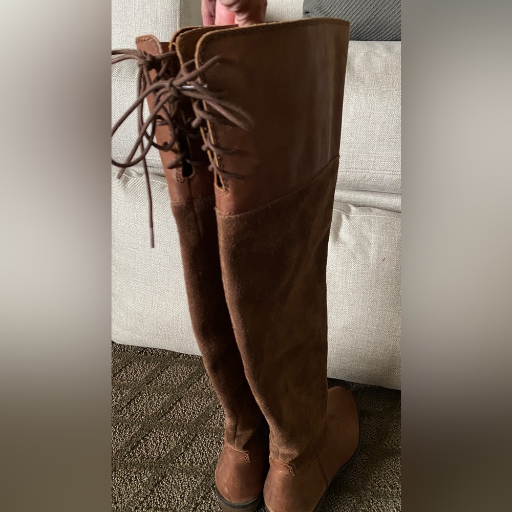 Lucky Brand Over The Knee Boots Size 7  Brown Leather & Suede - Picture 10 of 10